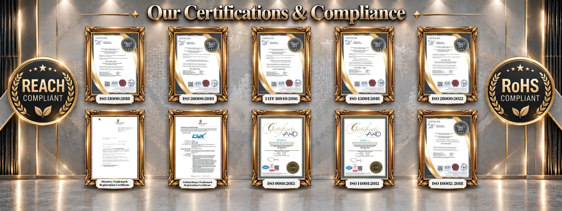 Certificados ISO e IATF 16949 de Setkim